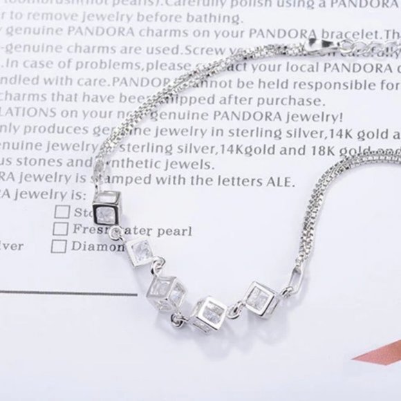 *NEW [Set of 3] 925 Sterling Silver Diamond Cube E - Picture 7 of 13